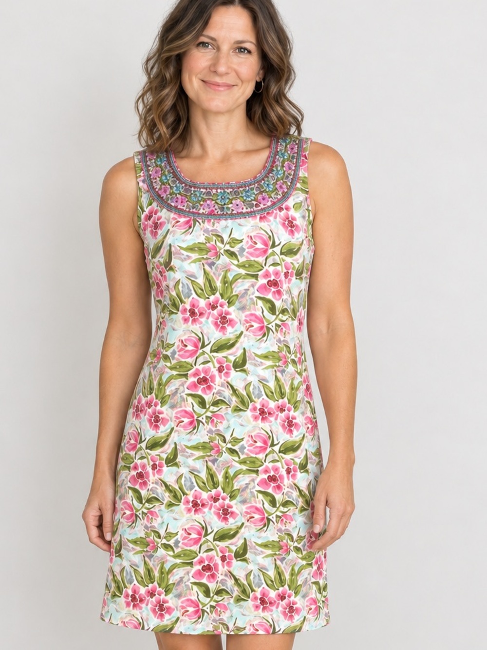Bella Tu Medium Dress Embroidered Neckline
